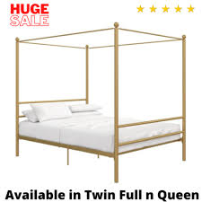 Metal Gold Canopy Platform Bed Frame