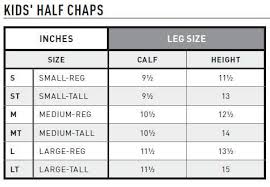 Boot Half Chap Size Charts Manhattan Saddlery