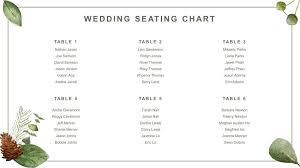wedding seating chart template for