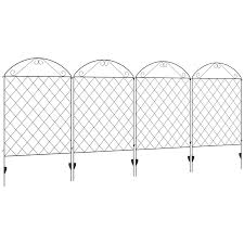 Outsunny 11 5 Garden Fence 4 Pack Metal Fence Panels Rust Resistant Animal Barrier