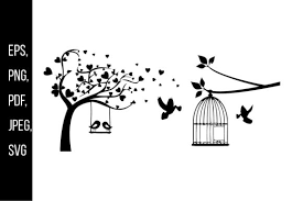 Tree With Free Birds With Open Birdcage