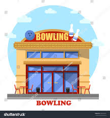 Bowling Club Outdoor Exterior Panorama View Stock Vector