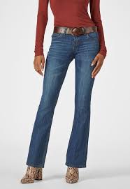 Mid Rise Boot Jeans With Belt In Harmonia Blue Get Great
