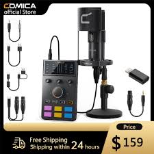 Comica ADCaster antarmuka Audio C1-K1, dengan mikrofon XLR untuk Streaming/Gaming/Podcasting, kartu suara untuk iMAC iPhone Android