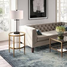 Hera Mirrored Side Table In Antique Brass