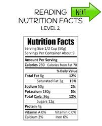 reading nutrition labels quiz