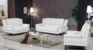 milano modern leather sofa set white
