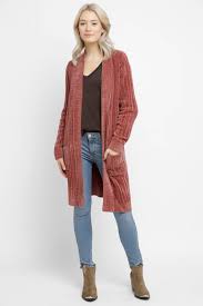 Willow Clay Chenille Long Sleeve Duster Cardigan