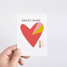 My Heart Personalised Valentines Card Heart Pie Chart Card