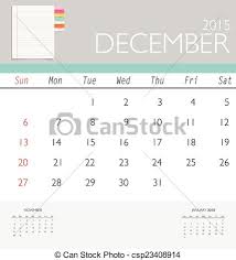 2015 Calendar Monthly Calendar Template For December Vector Il