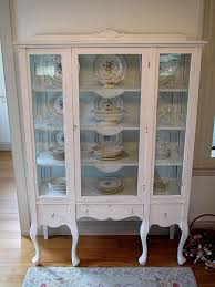 Lovely White Antique China Cabinet With