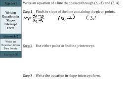 Writing Equations In Slope Intercept