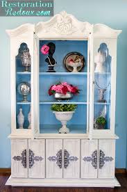 ivory and blue painted china hutch
