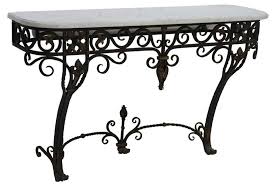 French Marble Top Wrought Iron Console