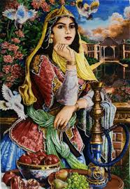 H Handmade Wool And Silk Qajar Girl
