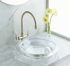 semi recessed glass vessel sink glass