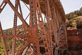 orange metal bridge jerome arizona rust