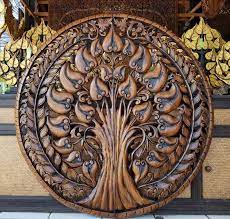 47 Inch Carved Wood Tree Bodhi Tree Of