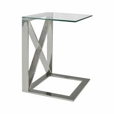 Cresta Chrome Metal Glass Sofa Table