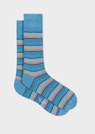 Mens Light Blue Artist Stripe Socks