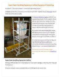 Super Sack Handling Equipment Safety