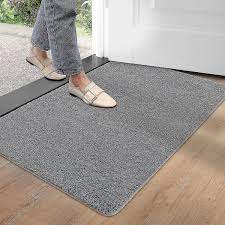 dint door mat non slip barrier mats for indoor and outdoor super absorbent entrance rug machine washable soft floor mat carpet grey blue 60 x 90 cm
