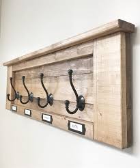 Shelf And Hooks Wooden Coat Rack