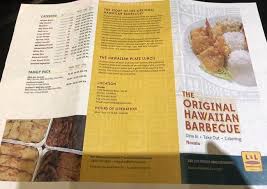 menu of l l hawaiian barbecue