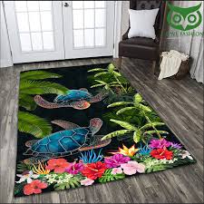 turtle couple with flower rug owl