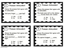 Pronoun Antecedent Agreement Task Cards By Right Down The Middle