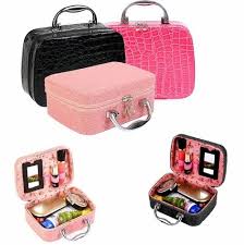 pink polyester cosmetic bag squre at