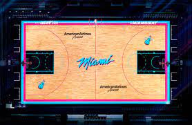 Which is crafted in the same font and design of the sign. Miami Heat Unveil Vice Themed Basketball Court Miami Herald