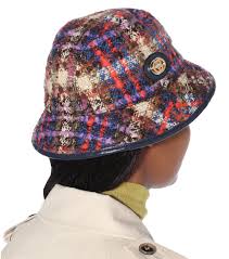 Checked Wool Blend Bucket Hat