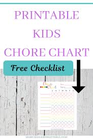 Free Printable Kids Chore Chart Cleaning Tips Chore