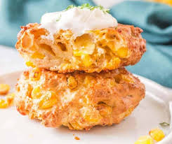 air fryer corn fritters fork to spoon