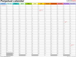 Perpetual Calendars 7 Free Printable Excel Templates