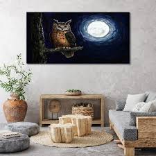 Tree Branch Night Owl Moon Canvas Wall
