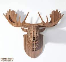 wooden big carving deer head diy wall