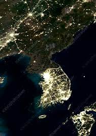 North And South Korea At Night gambar png