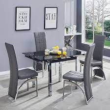 Paris Extending Grey Glass Dining Table