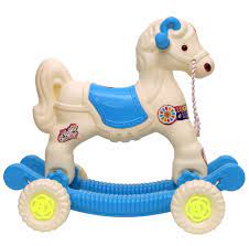 plastic 2 in1 white blue baby horse