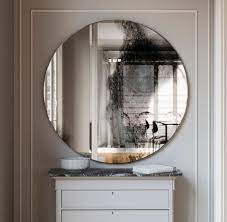 Round Frameless Wall Mirror Antiqued