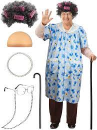 Zhanmai 11 Pcs Old Lady Costume for Kids Robe Granny Wig with Hair Rollers  Crutch Granny Glasses Wig Cap (Fresh Style, XXX-Large) : Clothing, Shoes &  Jewelry - Amazon.com