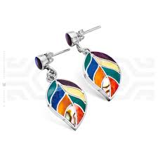 multicolor andean leaf earrings