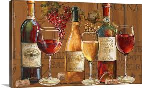 Wine Vignette On Oak Wall Art Canvas