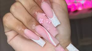 acrylic nails pink nail art tutorial