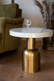 Metal Cream Gold Side Table Rockett
