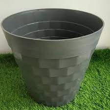 Round 3d Black Plastic Flower Pot For