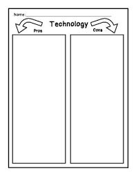 Digital Citizenship Technology Pros And Cons T Chart Graphic Organizer