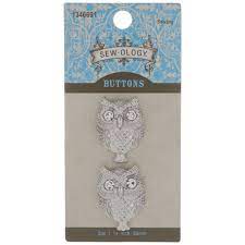 Silver Owl Shank Buttons - 28mm | Hobby Lobby | 1346691